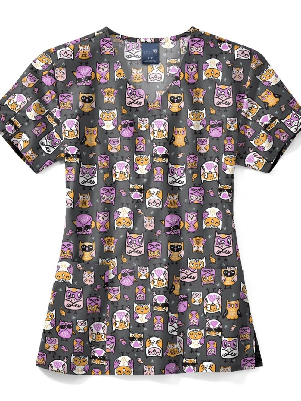 Zoe+Chloe Performance V-Neck Print Scrub Top